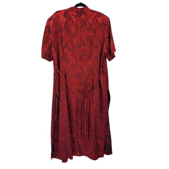 Vtg 90's Duster Cosplay Geisha Kimono Frog Knot High Slits Red Metallic  Sz 22 - Picture 10 of 14